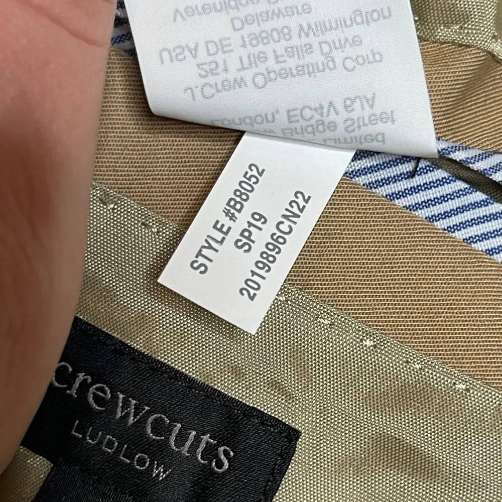 J.Crew Crewcuts Boys' Ludlow suit jacket in Italian chino in Beige Tan sz 8